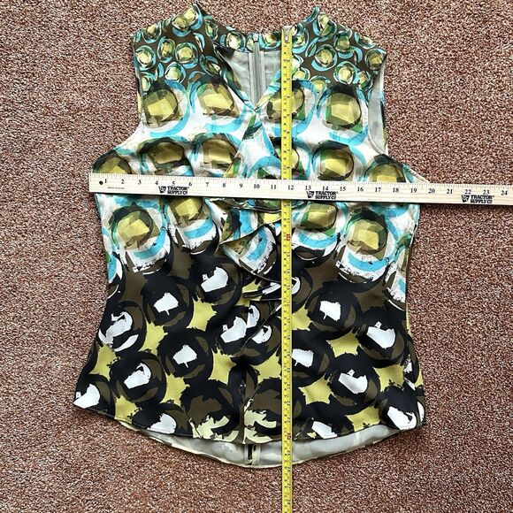 Lafayette 148 Silk Top Women’s 12 Sleeveless Classic Colorful Ruffle Zip - Picture 7 of 7